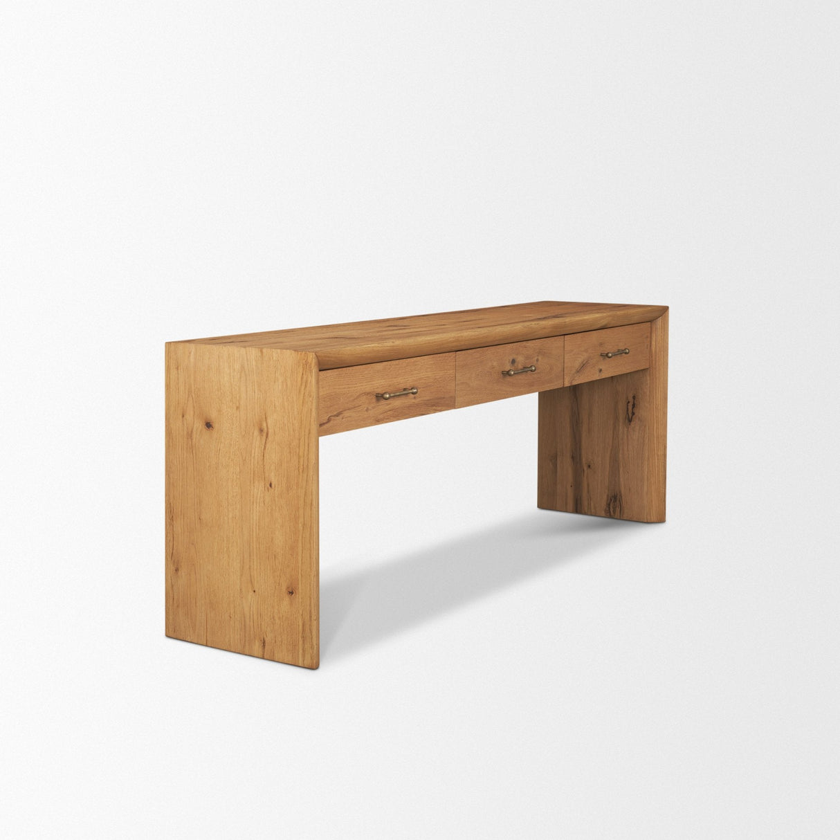 Belford Light Brown Oak Wood Console Table by Mercana at Eve Furniture