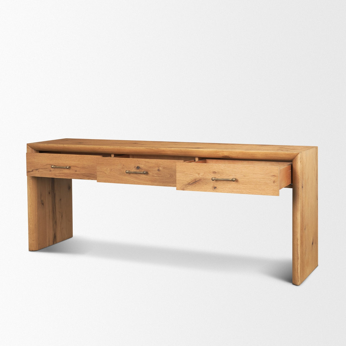 Belford Light Brown Oak Wood Console Table by Mercana at Eve Furniture