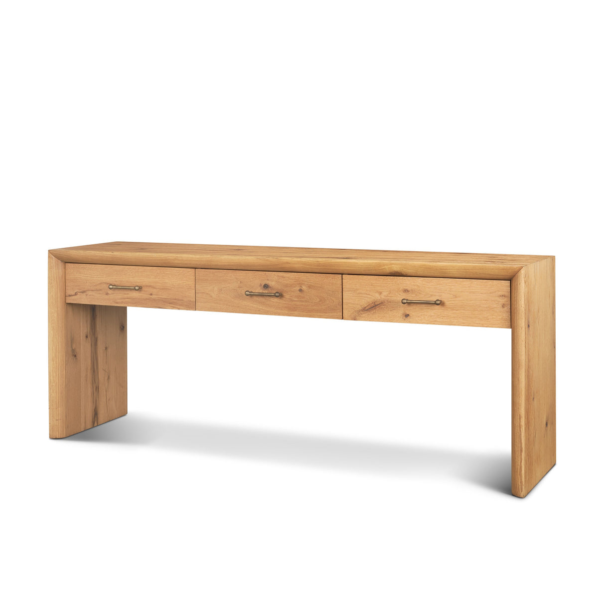 Belford Light Brown Oak Wood Console Table by Mercana at Eve Furniture
