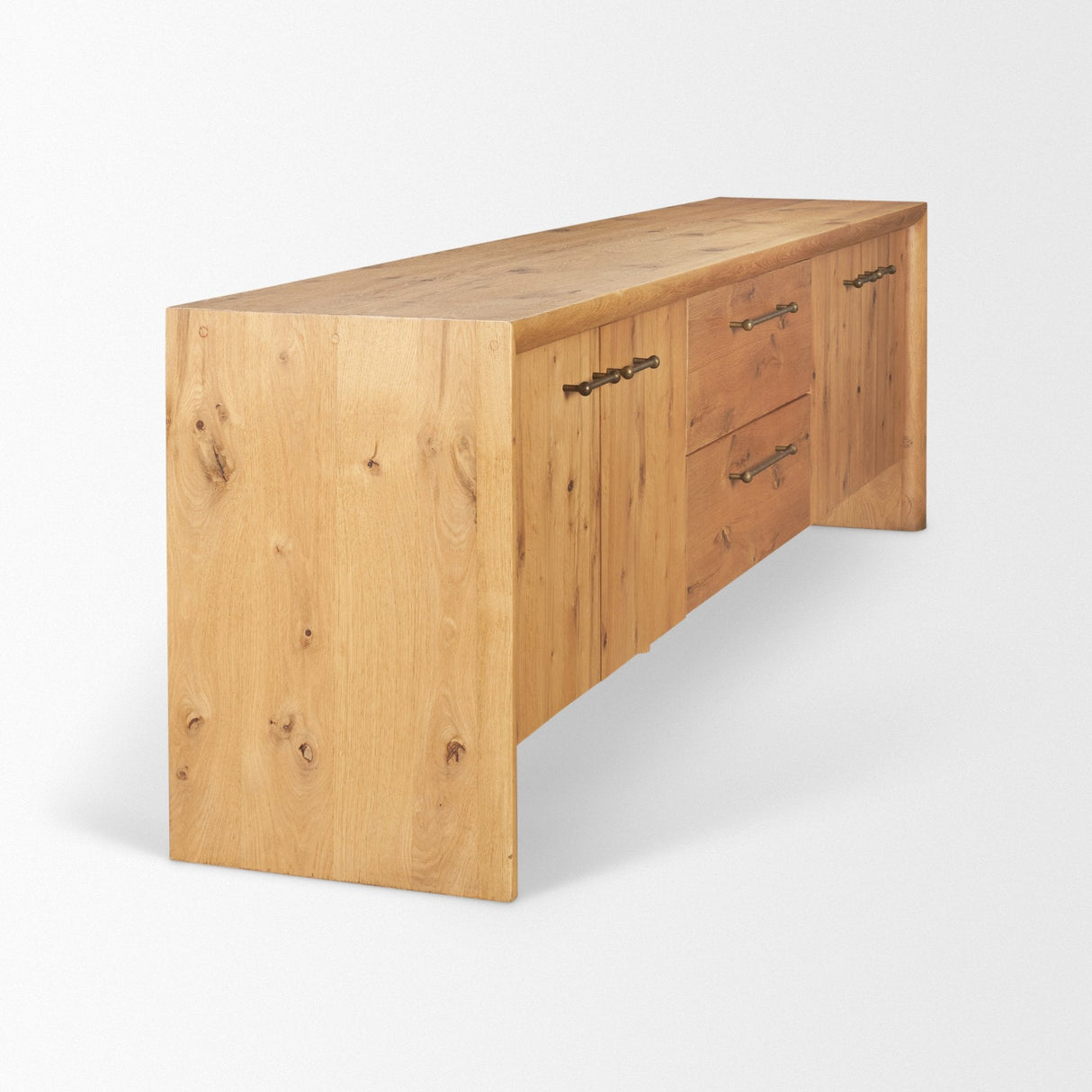 Belford Light Brown Oak Wood Media Console by Mercana at Eve Furniture