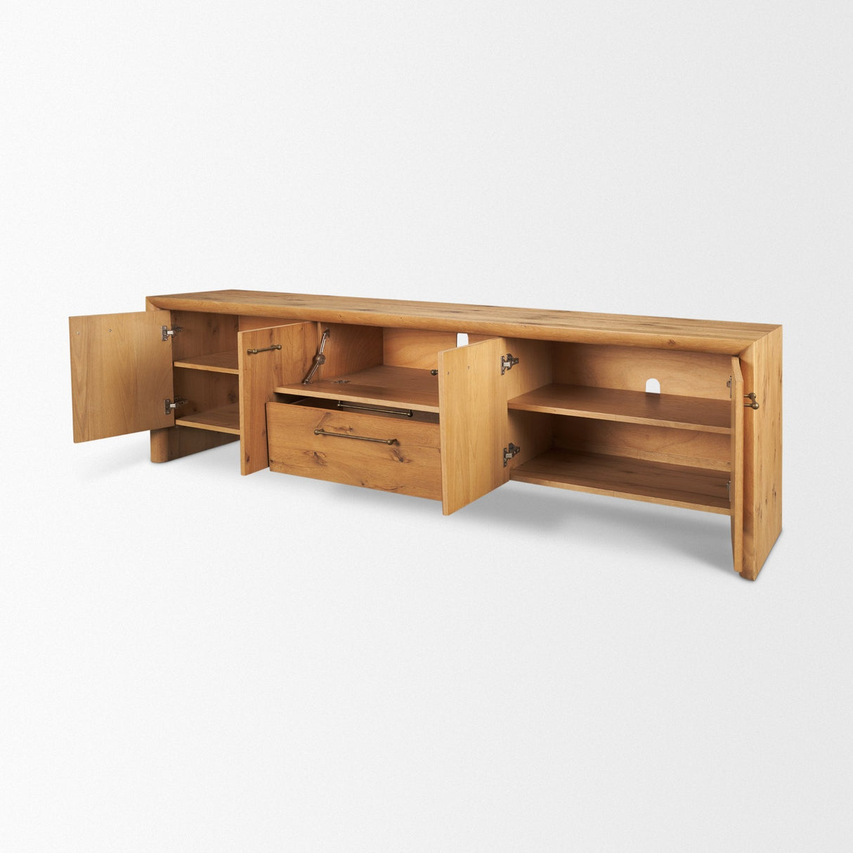 Belford Light Brown Oak Wood Media Console by Mercana at Eve Furniture