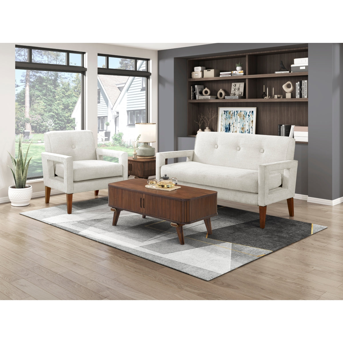 Belfort Beige Loveseat and Chair by Homelegance at Eve Furniture