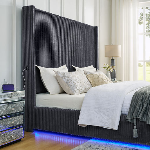 Belinda Grey King Platform Bed by New Era Innovations at Eve Furniture