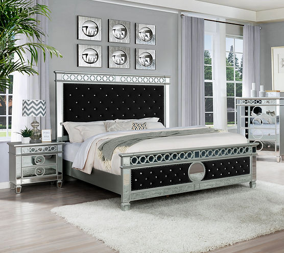 Bella Black Velvet Queen Bed by New Era Innovations at Eve Furniture