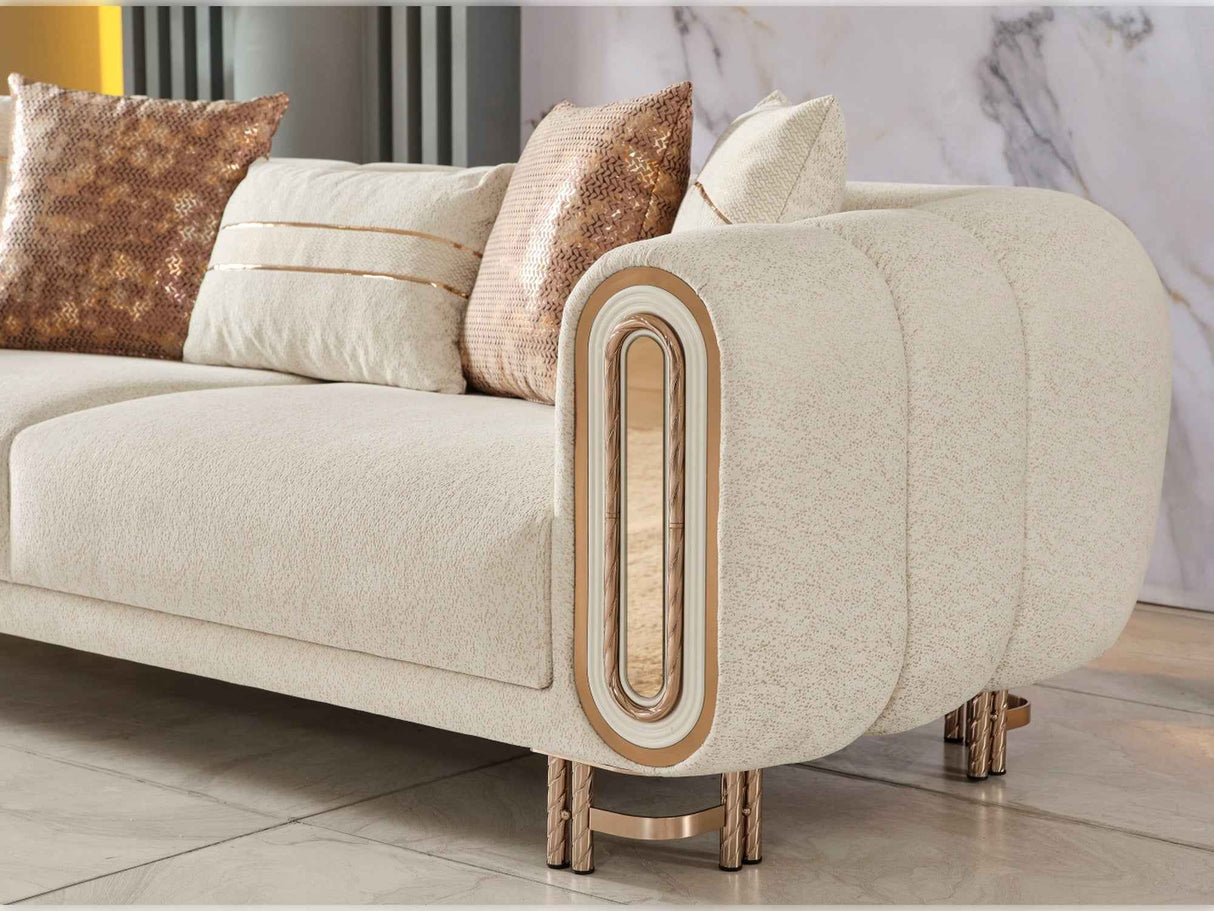 Bella Cream Stationary Loveseat by Furnia at Eve Furniture