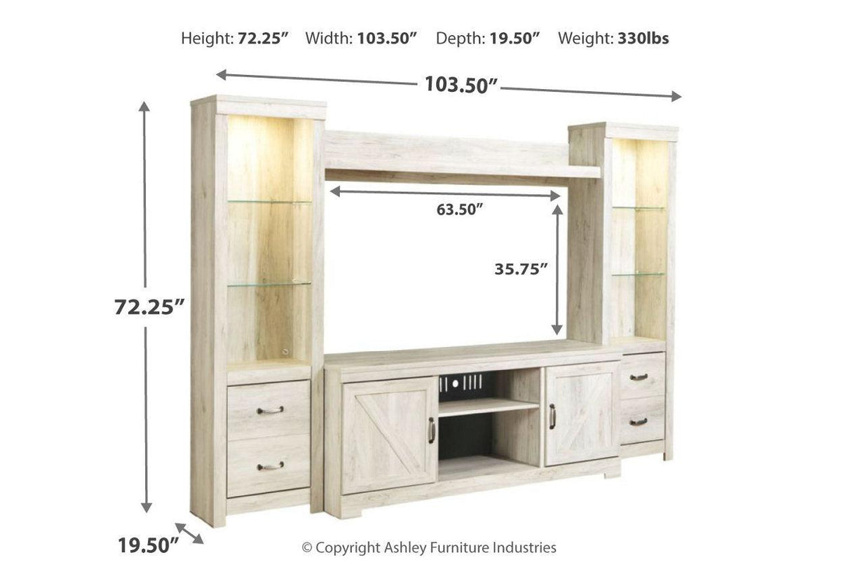 Bellaby Whitewash 4-Piece Entertainment Center by Ashley at Eve Furniture