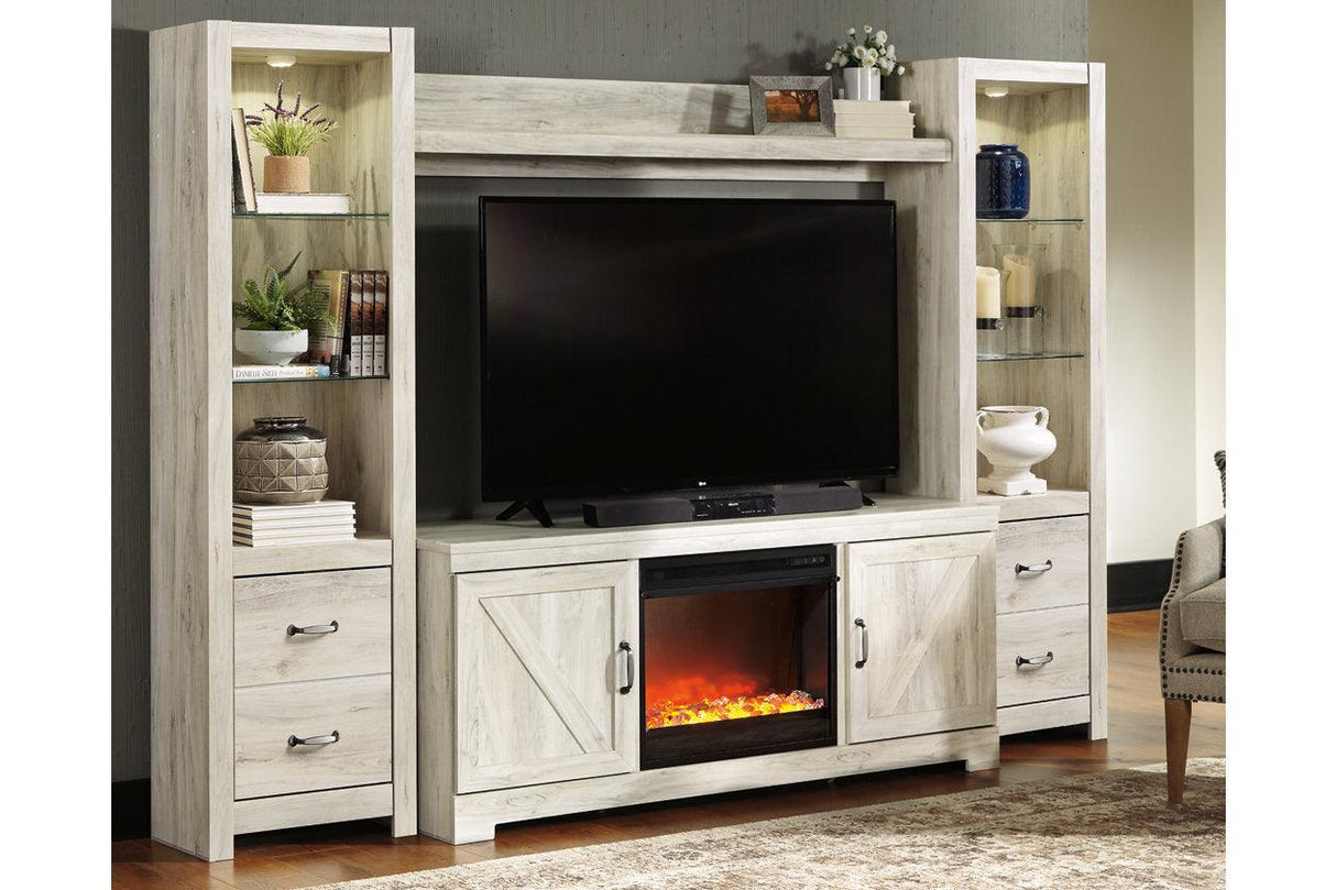 Bellaby Whitewash 4-Piece Entertainment Center with Fireplace by Ashley at Eve Furniture