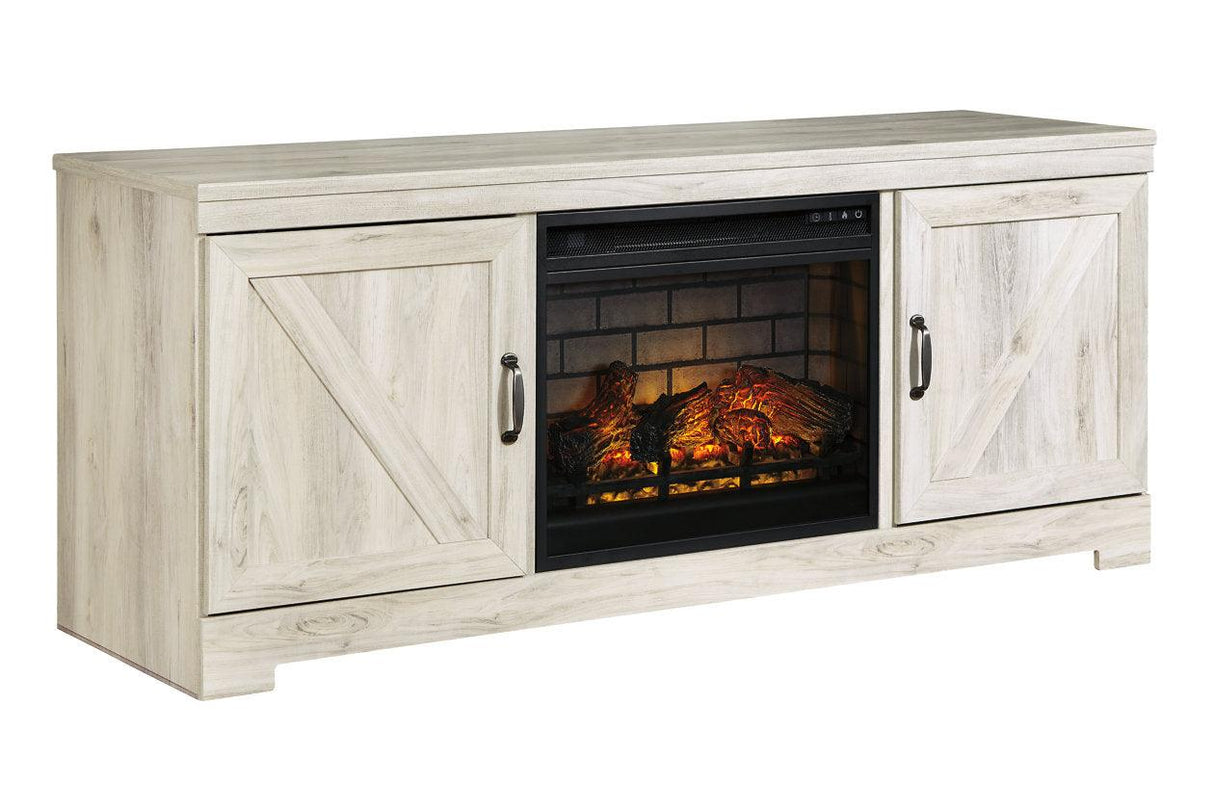 Bellaby Whitewash 63" TV Stand with Electric Fireplace by Ashley at Eve Furniture