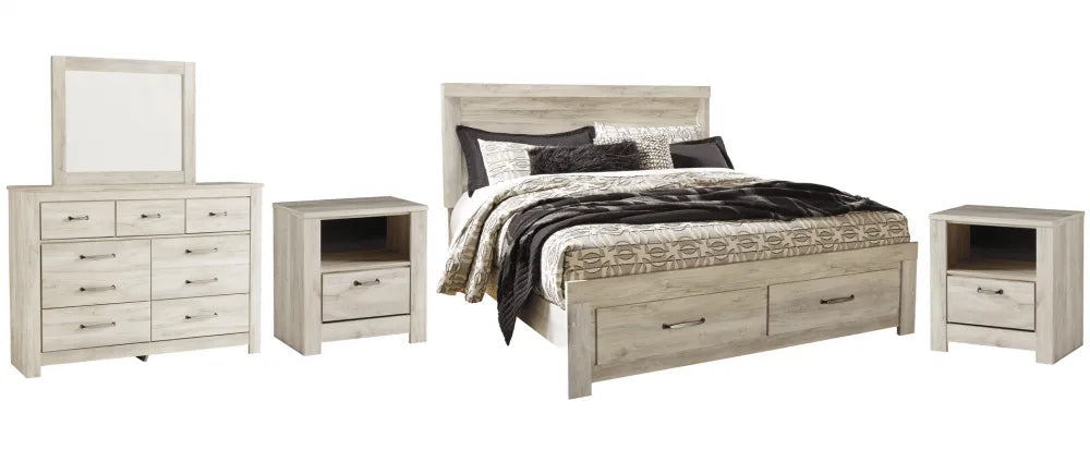 Bellaby Whitewash Footboard Storage Platform Bedroom Set by Ashley at Eve Furniture