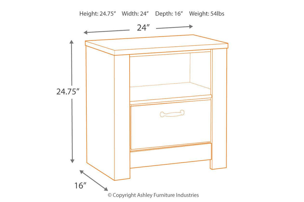 Bellaby Whitewash Nightstand by Ashley at Eve Furniture