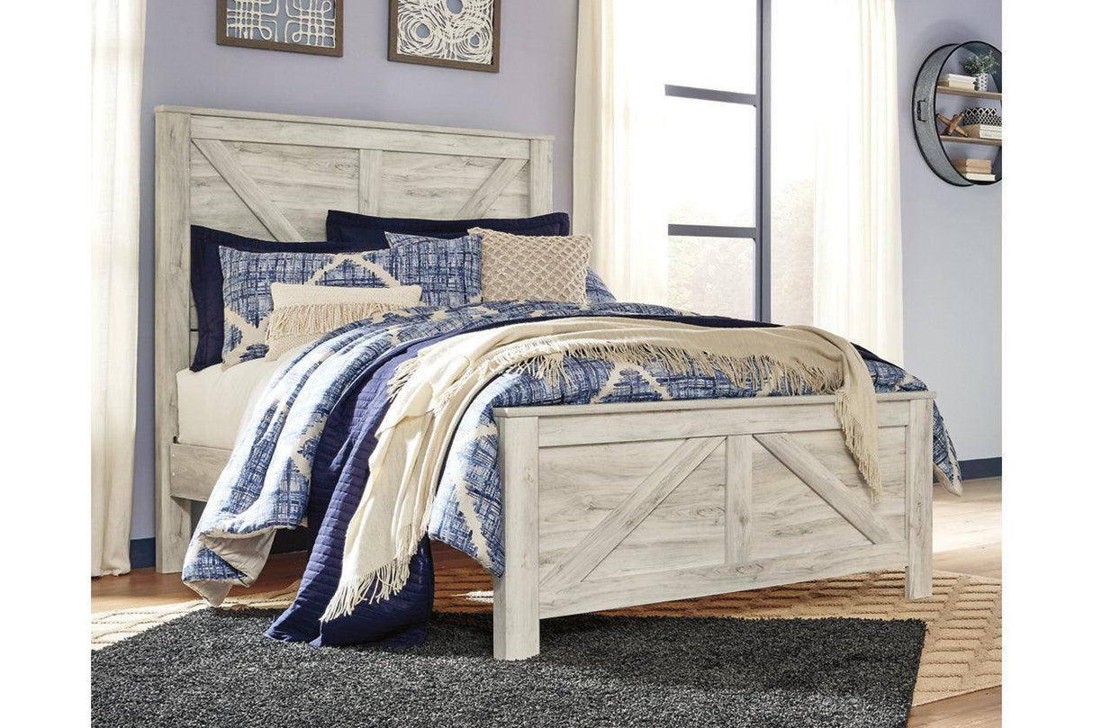 Bellaby Whitewash Queen Crossbuck Panel Bed by Ashley at Eve Furniture