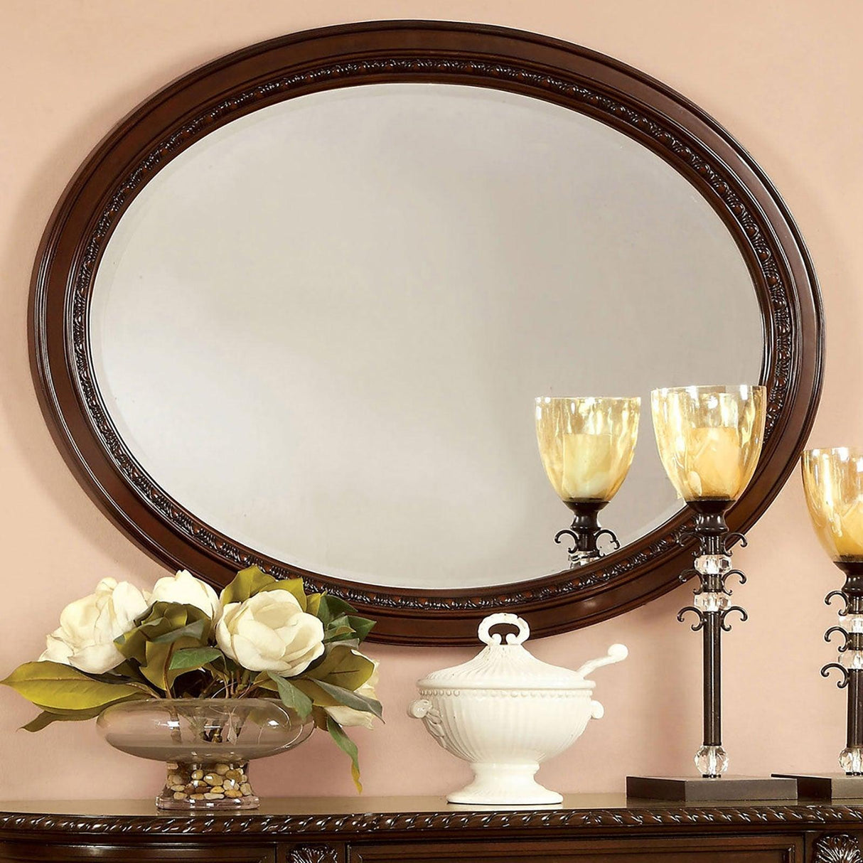 Bellagio Brown Cherry Mirror by Furniture of America at Eve Furniture