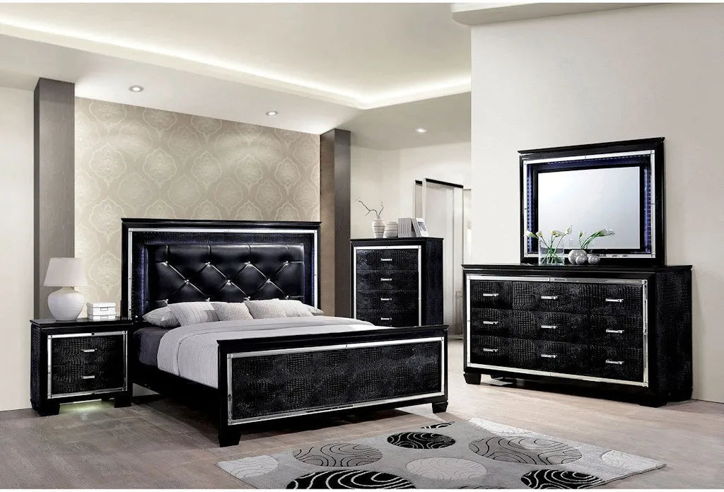 Bellanova Black 4-Piece Queen Bedroom Set by Furniture of America at Eve Furniture