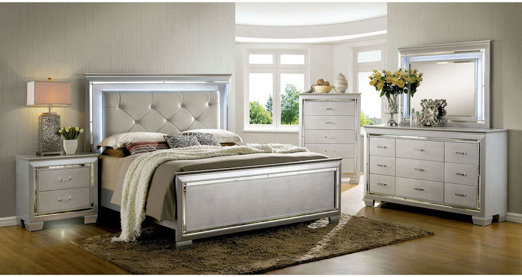 Bellanova Silver 4-Piece Queen Bedroom Set by Furniture of America at Eve Furniture