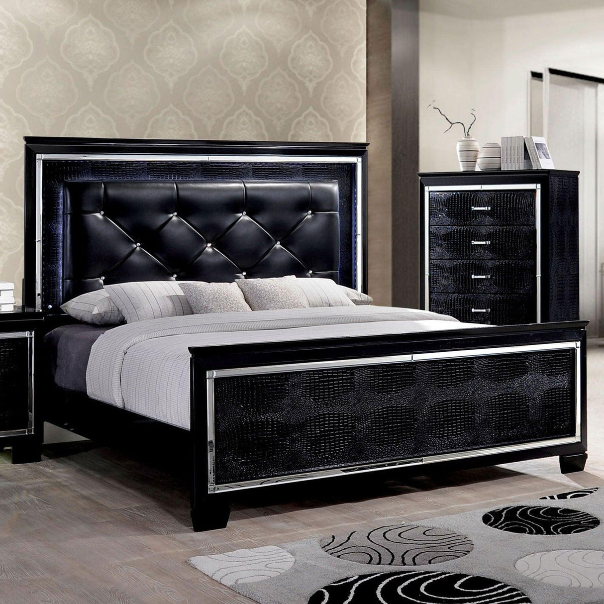 Bellanova Black LED King Bed by Furniture of America at Eve Furniture