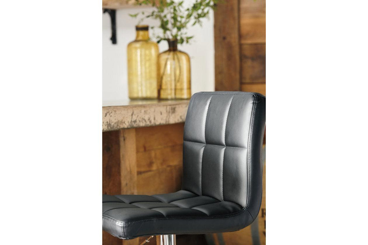 Bellatier Black/Chrome Finish Adjustable Height Barstool, Set of 2 by Ashley at Eve Furniture