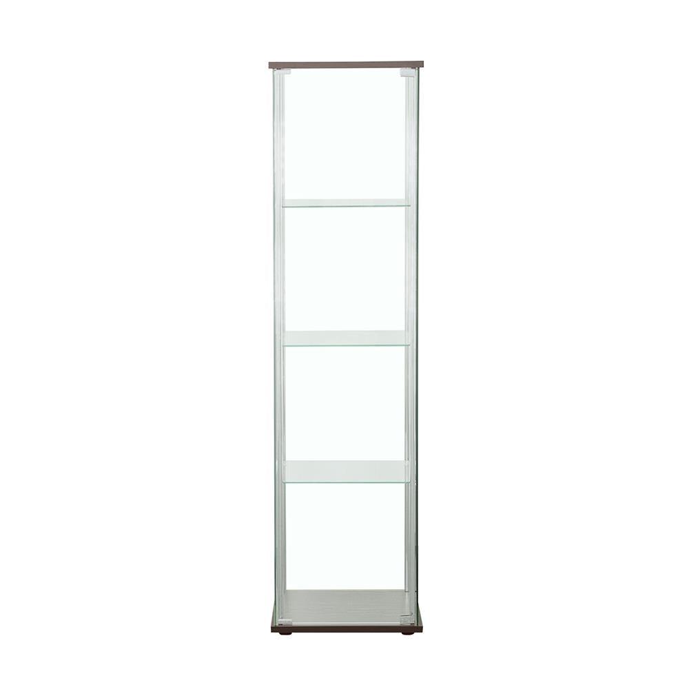 Bellatrix Cappuccino/Clear Rectangular 4-Shelf Curio Cabinet by Coaster at Eve Furniture