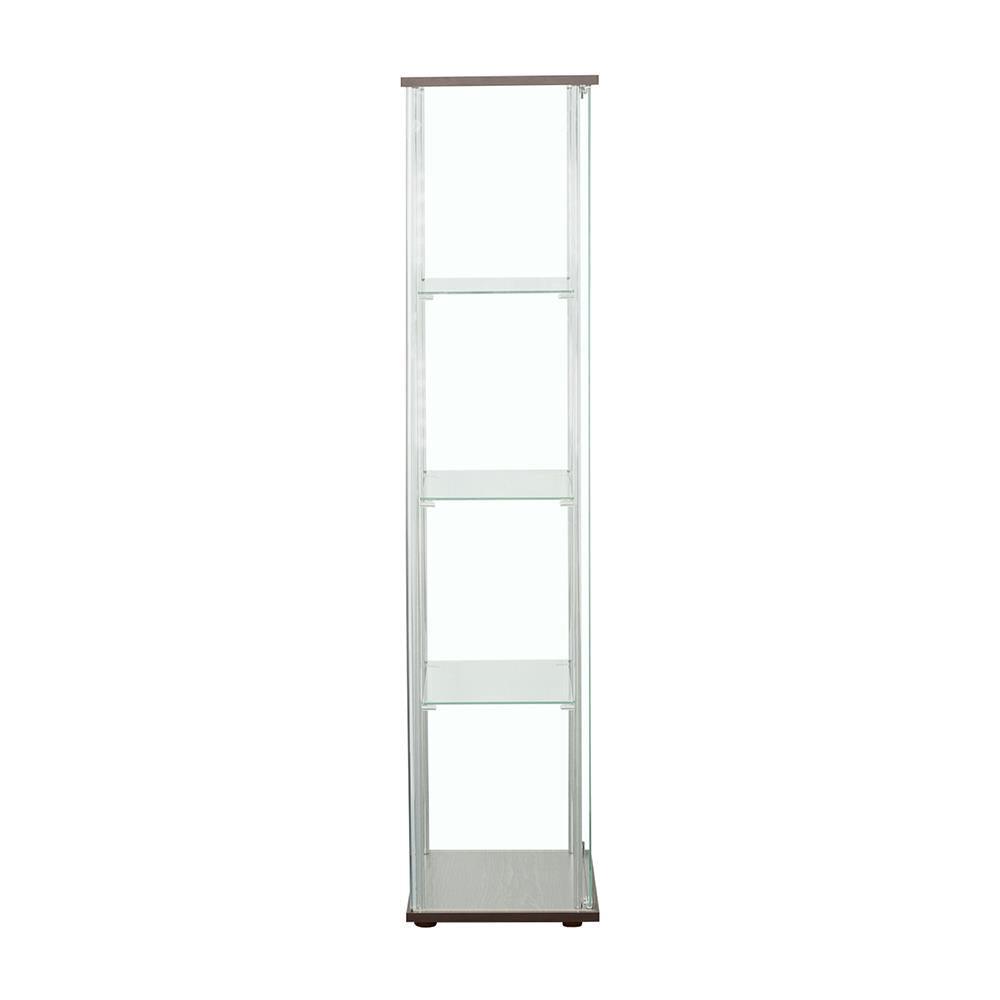 Bellatrix Cappuccino/Clear Rectangular 4-Shelf Curio Cabinet by Coaster at Eve Furniture