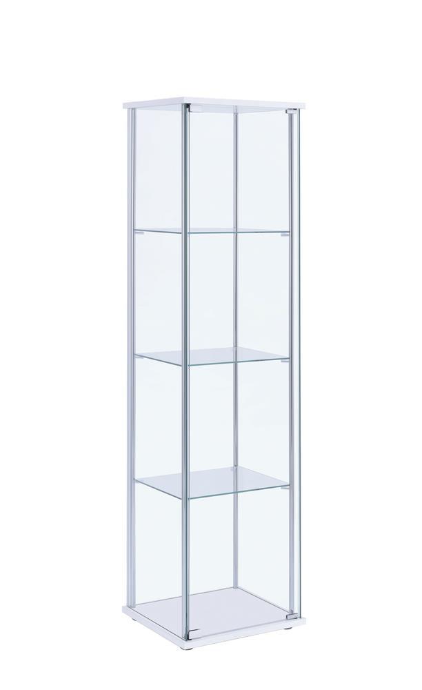 Bellatrix White/Clear Rectangular 4-Shelf Curio Cabinet by Coaster at Eve Furniture