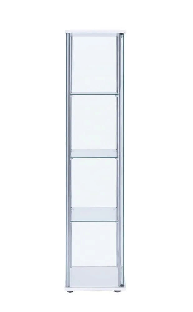 Bellatrix White/Clear Rectangular 4-Shelf Curio Cabinet by Coaster at Eve Furniture