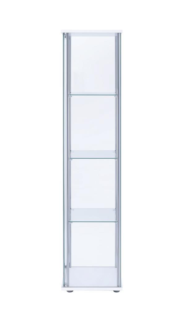 Bellatrix White/Clear Rectangular 4-Shelf Curio Cabinet by Coaster at Eve Furniture