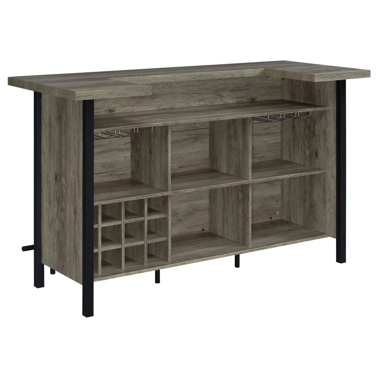 Bellemore Gray Driftwood and Black Bar Unit with Footrest by Coaster at Eve Furniture