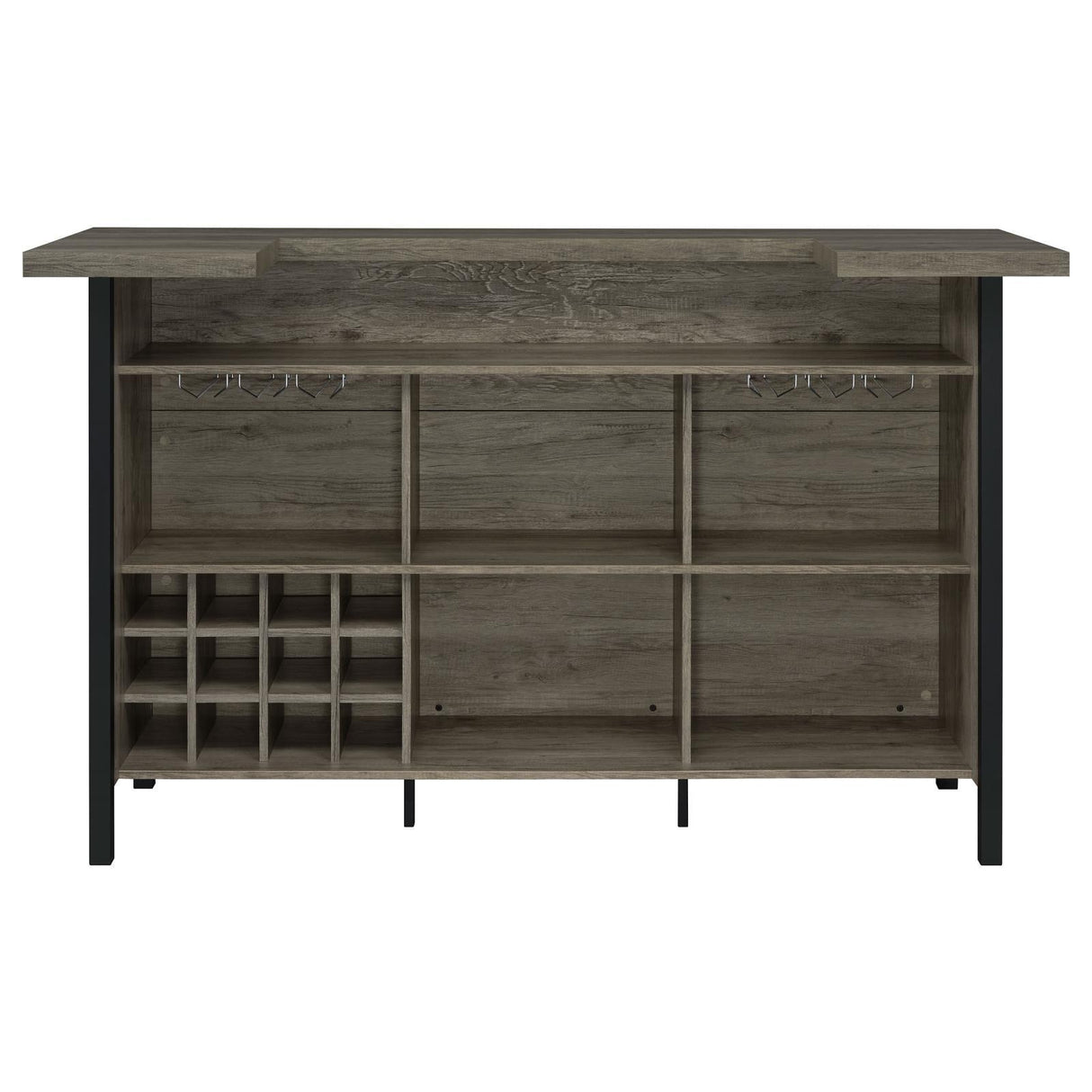 Bellemore Gray Driftwood and Black Bar Unit with Footrest by Coaster at Eve Furniture