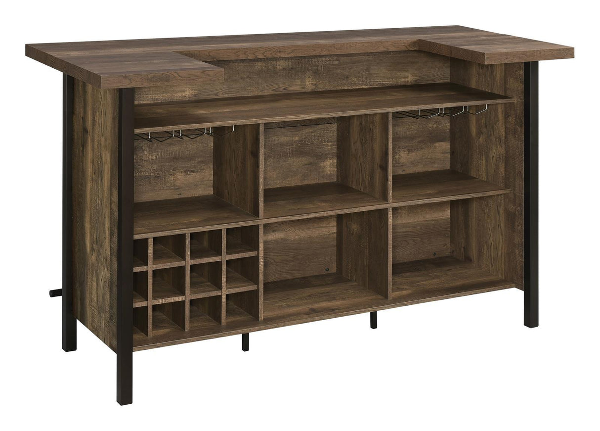 Bellemore Rustic Oak Rectangular Storage Bar Unit by Coaster at Eve Furniture