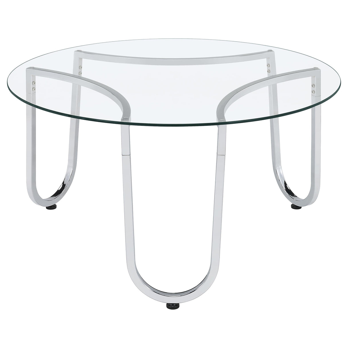Beller Chrome 2-piece Round Tempered Glass Top Coffee Table Set by Coaster at Eve Furniture