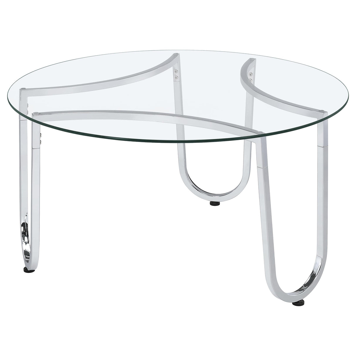 Beller Chrome 2-piece Round Tempered Glass Top Coffee Table Set by Coaster at Eve Furniture