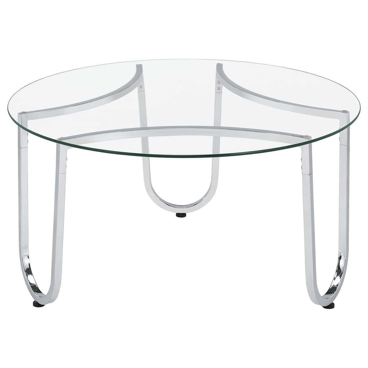 Beller Chrome 3-piece Round Tempered Glass Top Coffee Table Set by Coaster at Eve Furniture