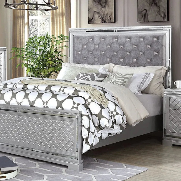 Belleterre Silver 5-Piece Queen Bedroom Set by Furniture of America at Eve Furniture