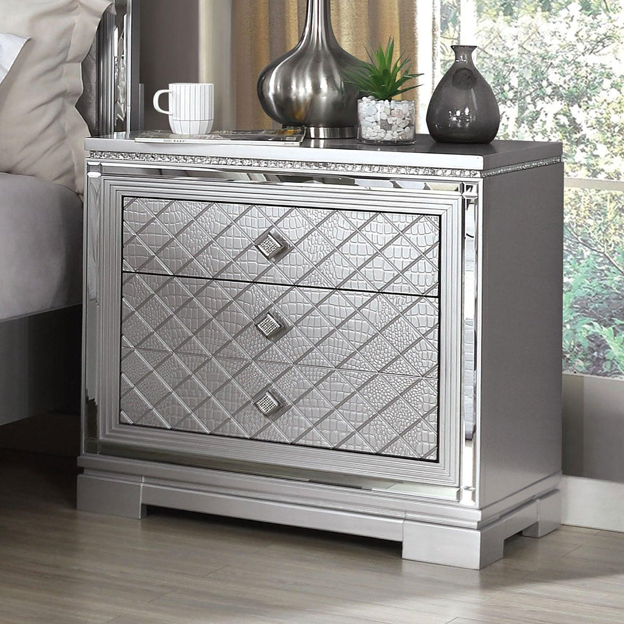 Belleterre Silver Night Stand by Furniture of America at Eve Furniture