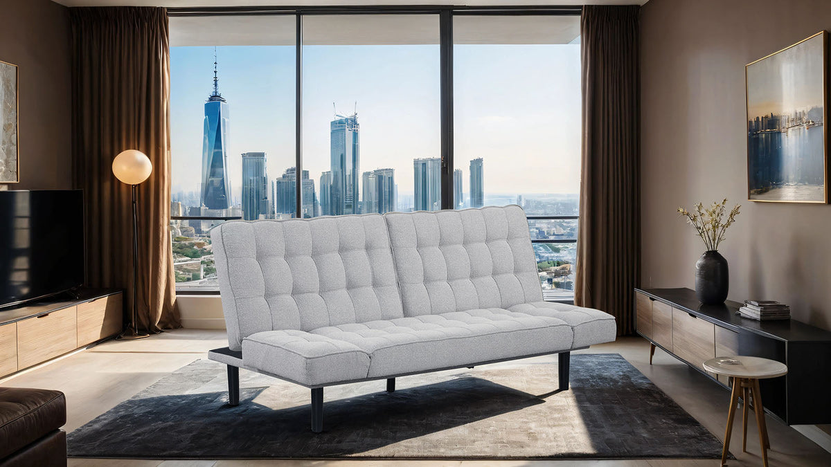 Bellevue Light Gray Futon Sofa Bed by Furniture of America at Eve Furniture