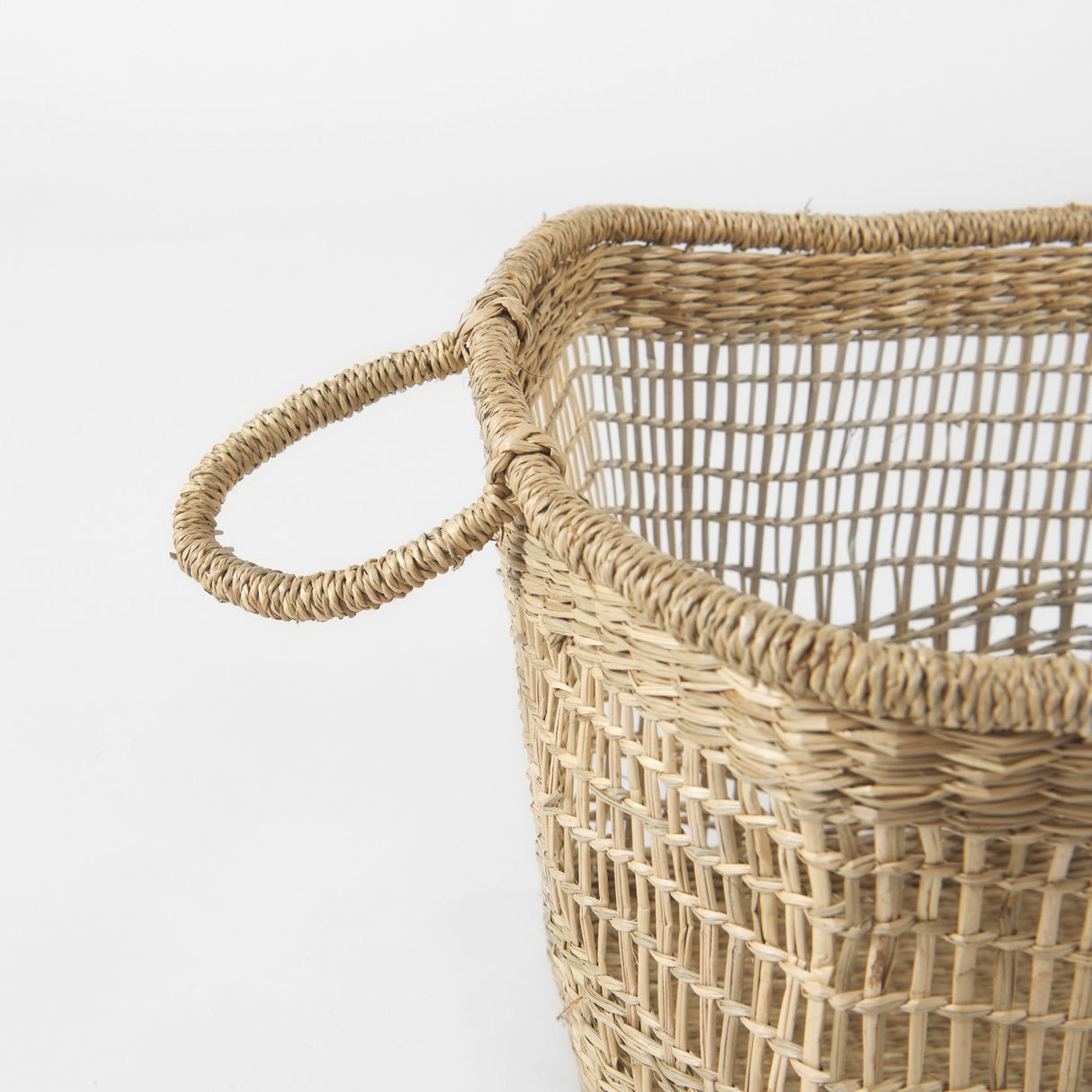 Bellisa (Set of 2) Medium Brown Seagrass Rectangular Basket W/ Handles by Mercana at Eve Furniture