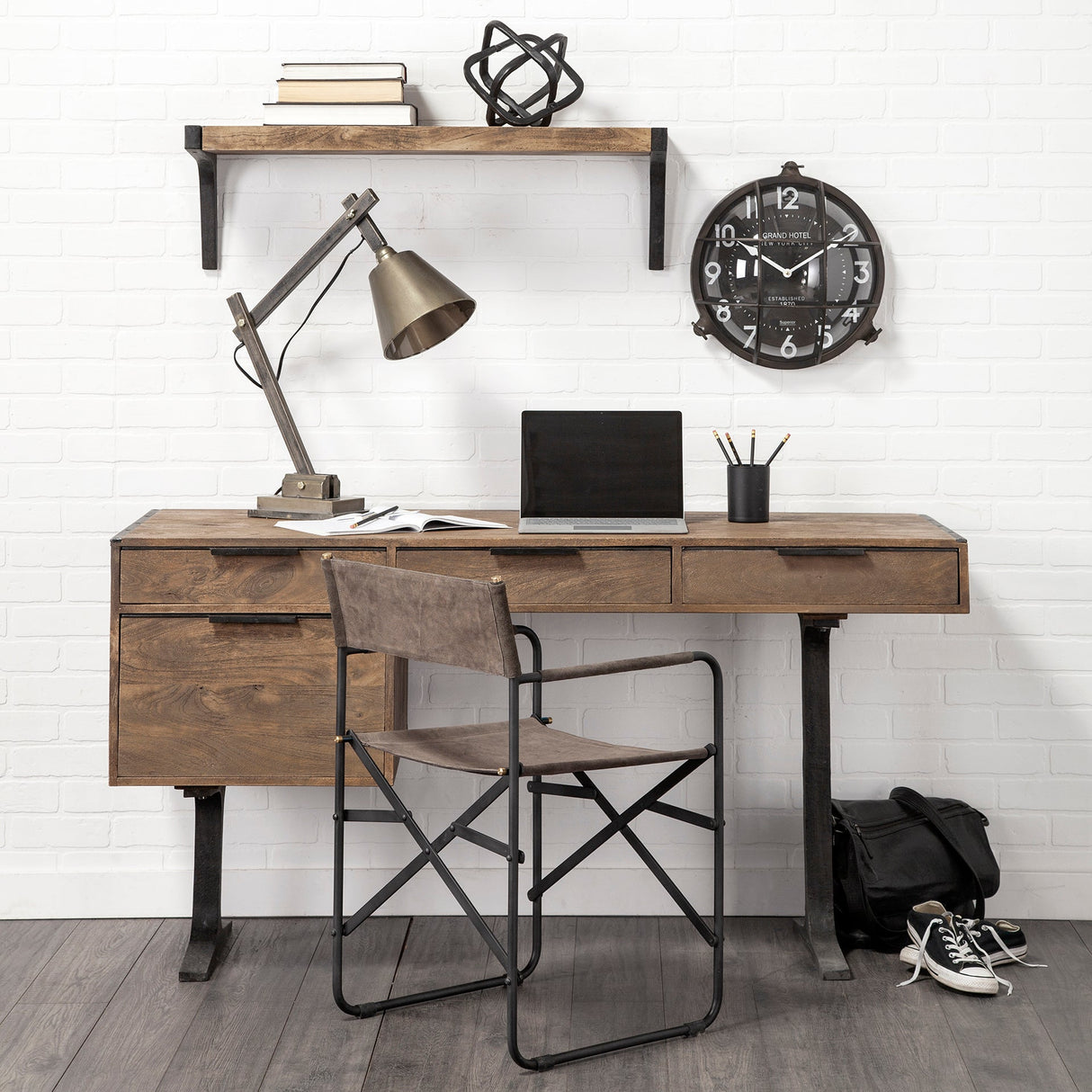 Bellmond Large Industrial Wall Clock by Mercana at Eve Furniture