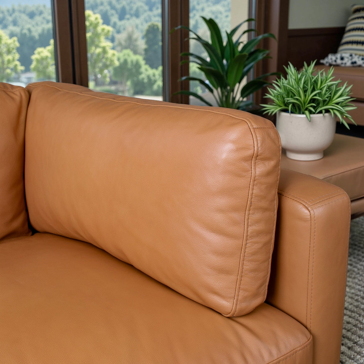 Bellrose Mid-Century Modern Genuine Leather Sofa by Ashcroft Furniture at Eve Furniture