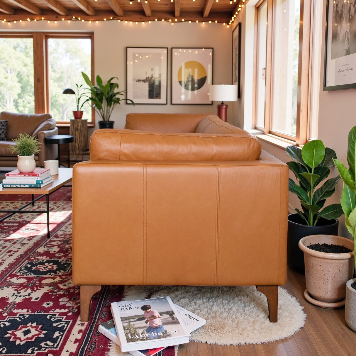 Bellrose Mid-Century Modern Genuine Leather Sofa by Ashcroft Furniture at Eve Furniture