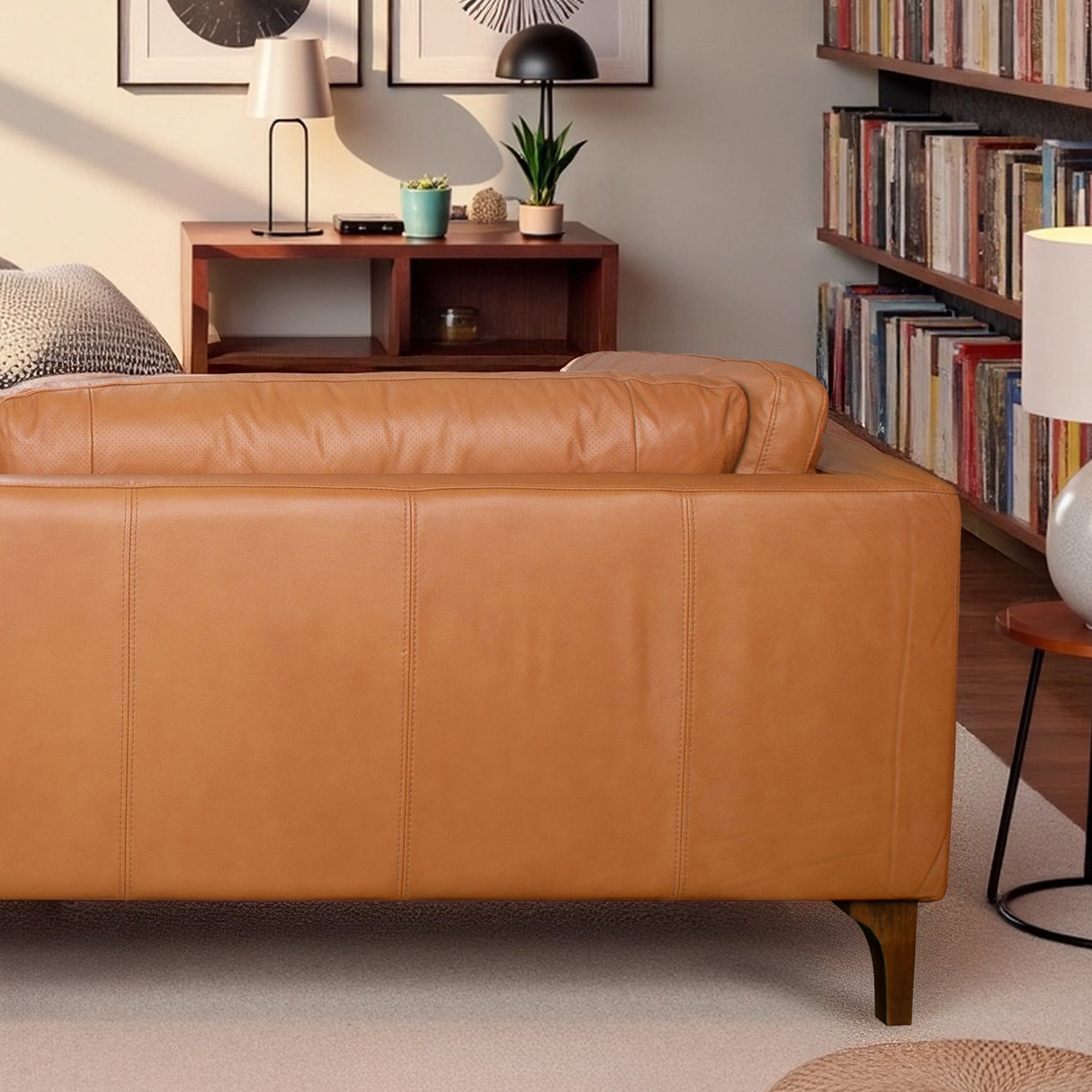 Bellrose Mid-Century Modern Genuine Leather Sofa by Ashcroft Imports at Eve Furniture