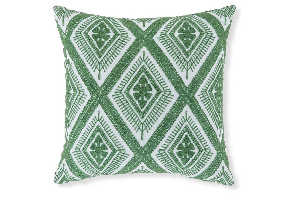Bellvale Green/White Pillow by Ashley at Eve Furniture
