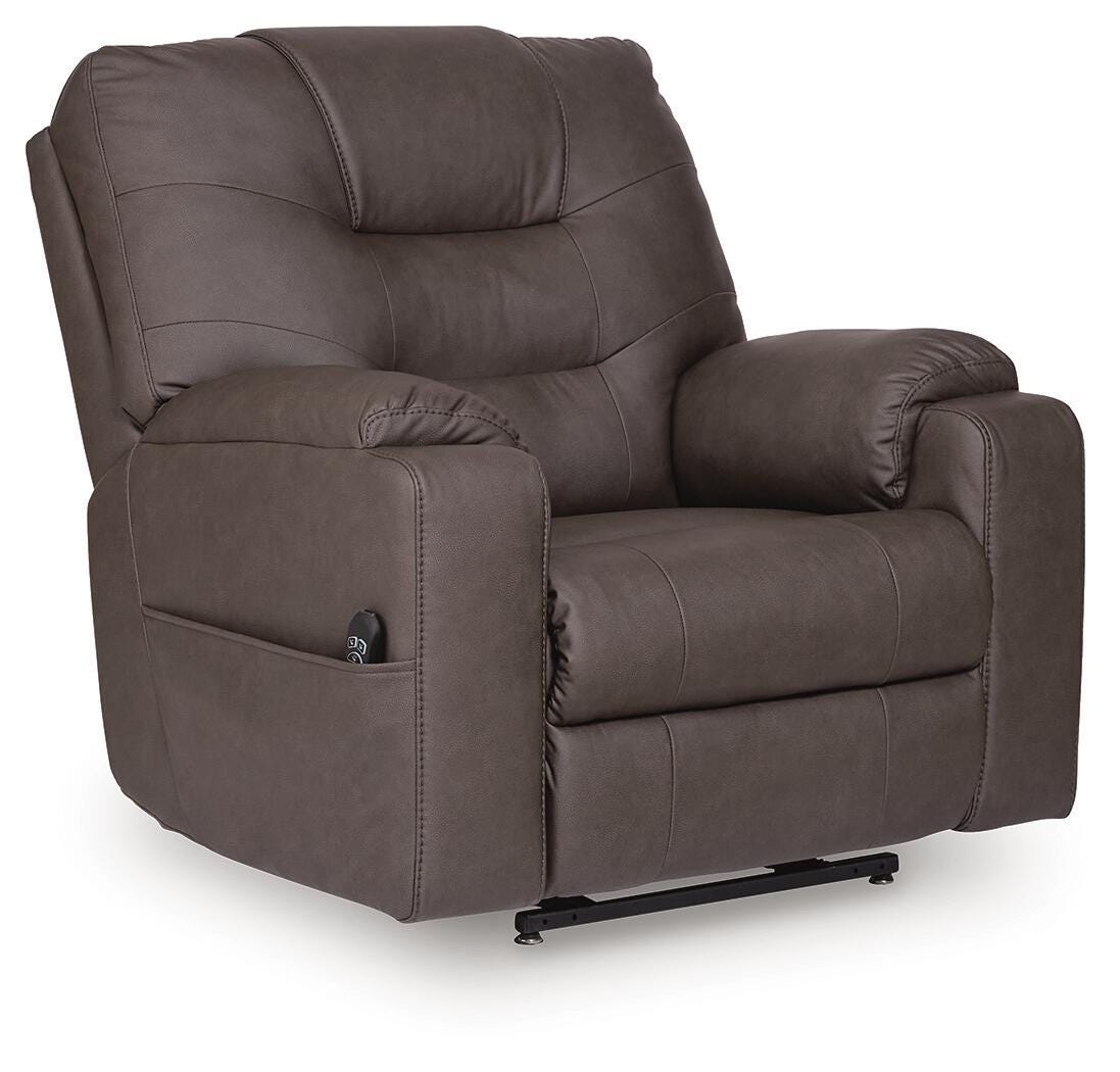 Belmone Pike Gunmetal Power Lift Recliner by Ashley at Eve Furniture