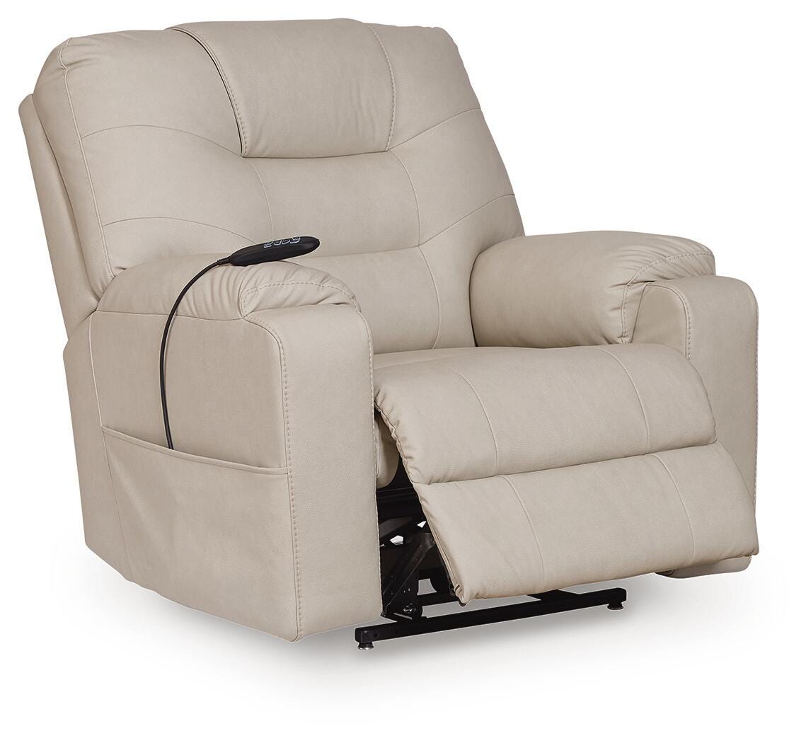 Belmone Pike Sand Power Lift Recliner by Ashley at Eve Furniture