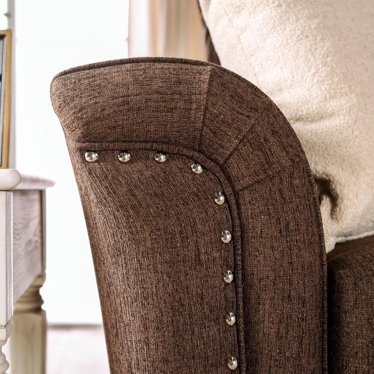 Belsize Chocolate/Tan Loveseat by Furniture of America at Eve Furniture