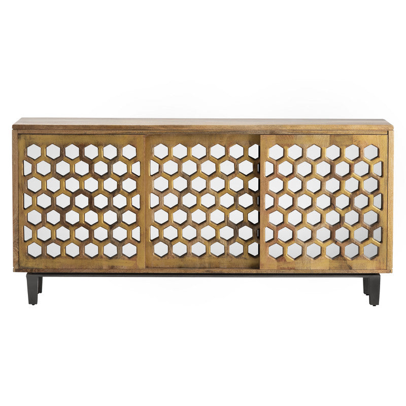 Bengal Manor Brown/Silver Honeycomb Sideboard by Crestview at Eve Furniture