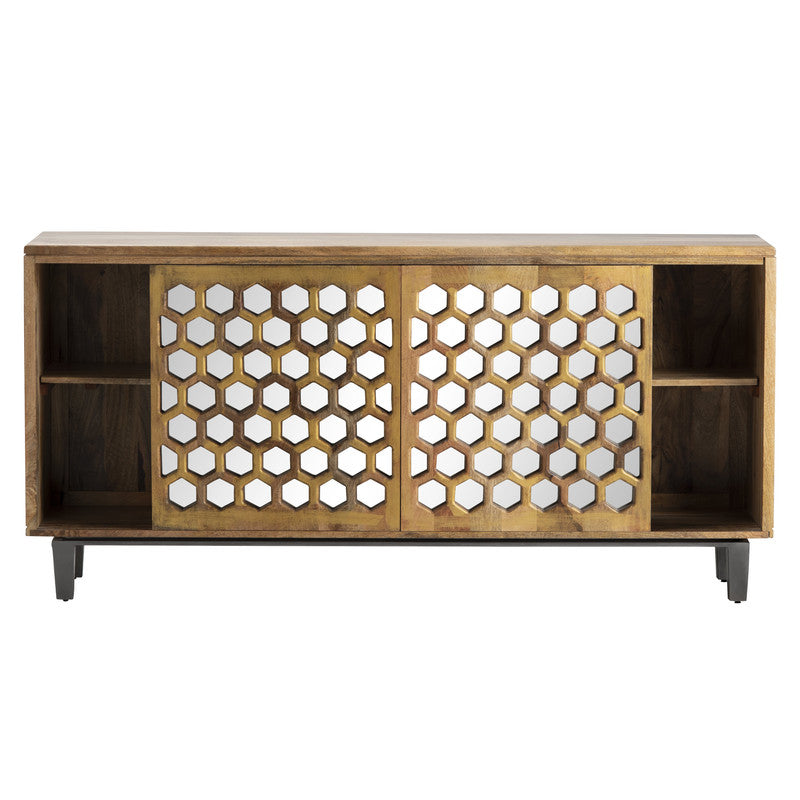 Bengal Manor Brown/Silver Honeycomb Sideboard by Crestview at Eve Furniture