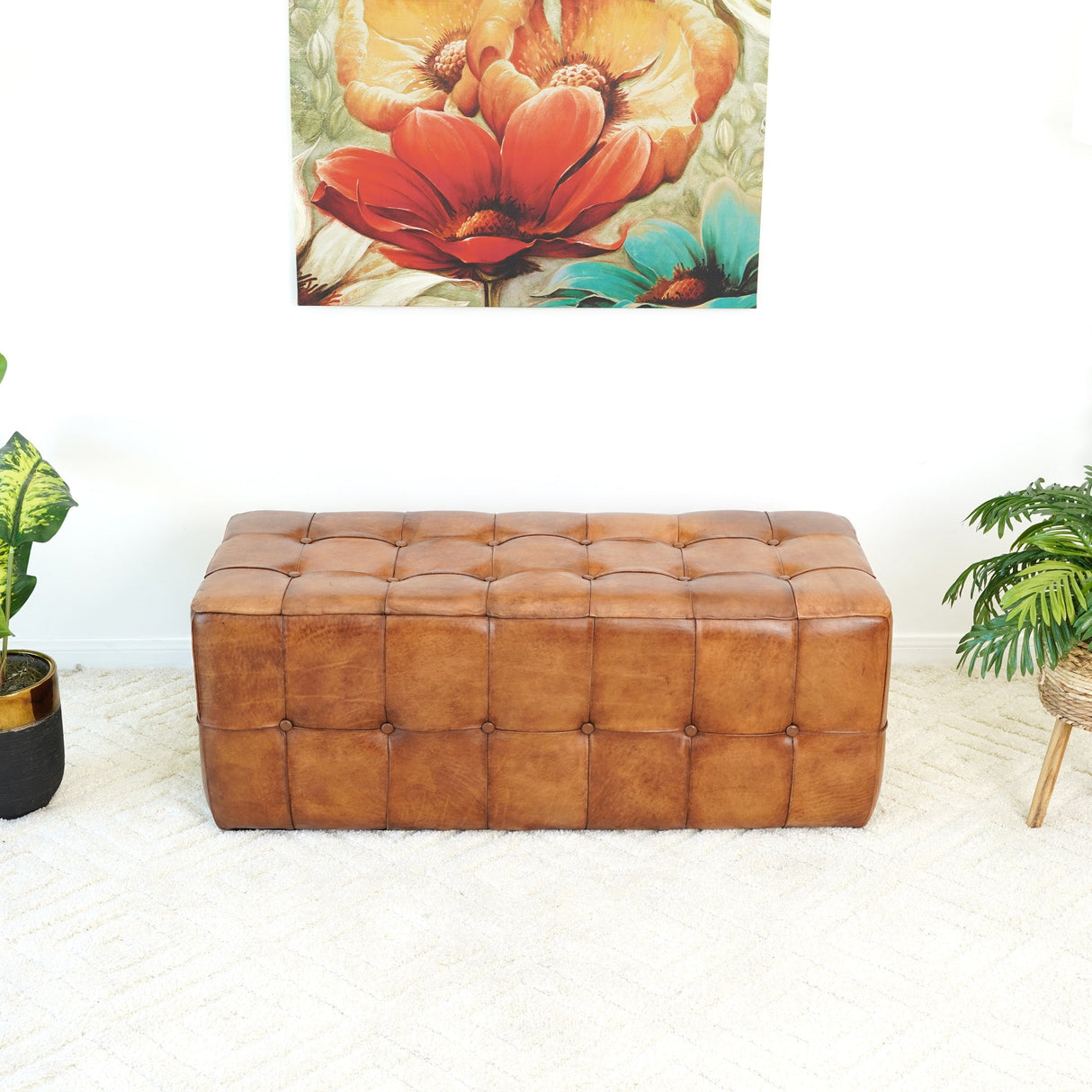 Benjiro Tan Leather Bench by Ashcroft Furniture at Eve Furniture