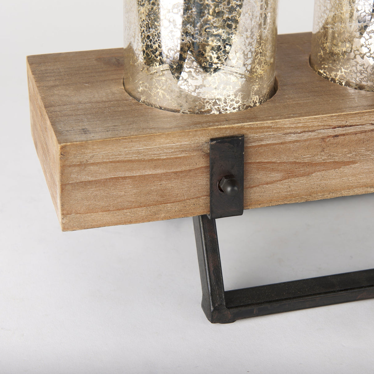 Benk Wood and Black Metal Five Cup Candle Holder by Mercana at Eve Furniture