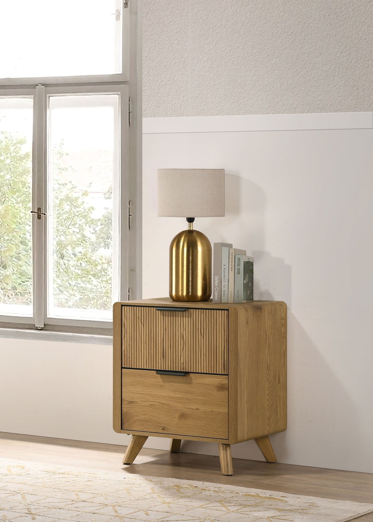 Bennett Light Oak 2-drawer Bedroom Nightstand Bedside Table by Coaster at Eve Furniture