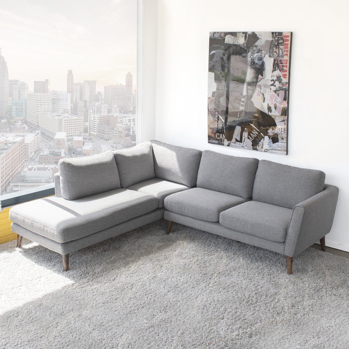 Benson Grey Fabric Sectional Sofa Left Facing Chaise by Ashcroft Furniture at Eve Furniture