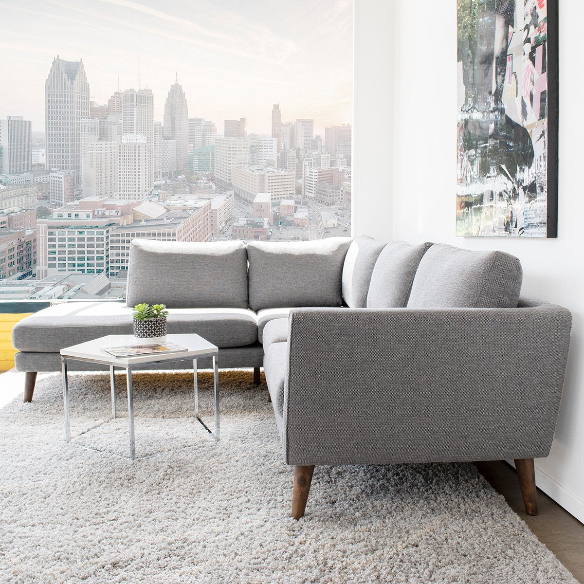 Benson Grey Fabric Sectional Sofa Left Facing Chaise by Ashcroft Furniture at Eve Furniture